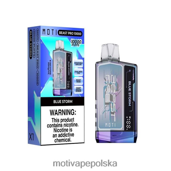 MOTI Vape Recargable Polska - MOTI Beast Pro Waporyzator jednorazowy (5%, 10000 zaciągnięć) 6V86638 niebieska burza