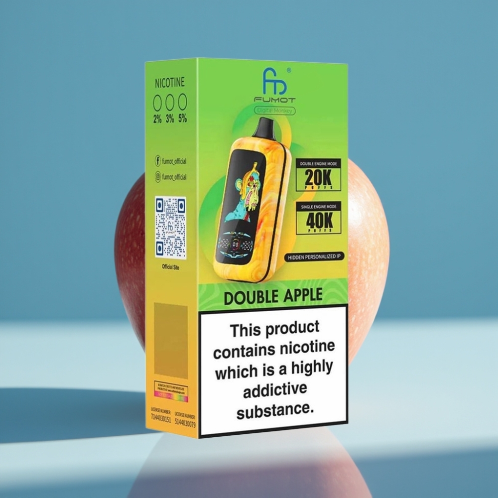 Fumot Digital Monkey 40000 Puff Dual Mesh Coil Dual/Single Engine Vape Double Apple