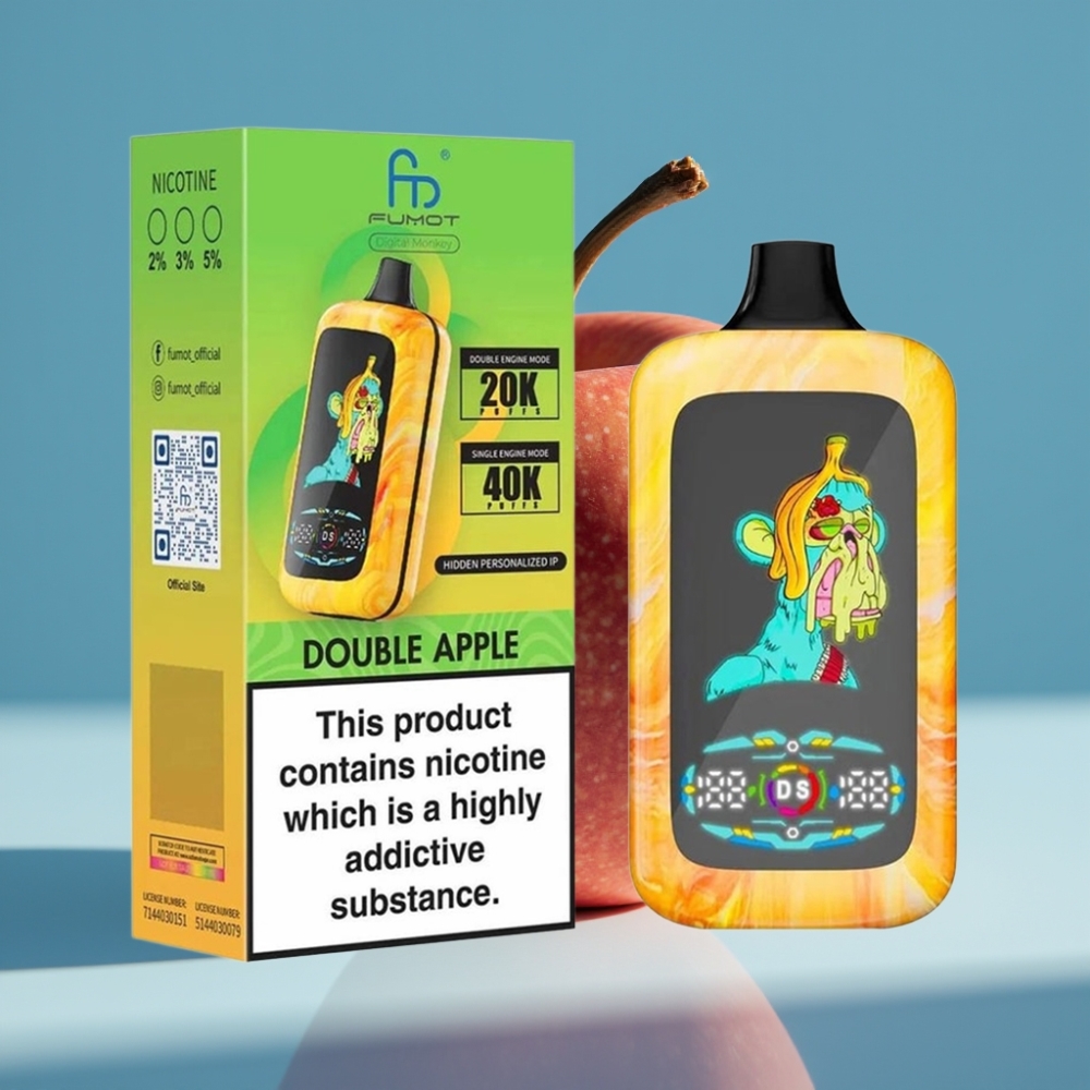 Fumot Digital Monkey 40000 Puff Dual Mesh Coil Dual/Single Engine Vape Double Apple