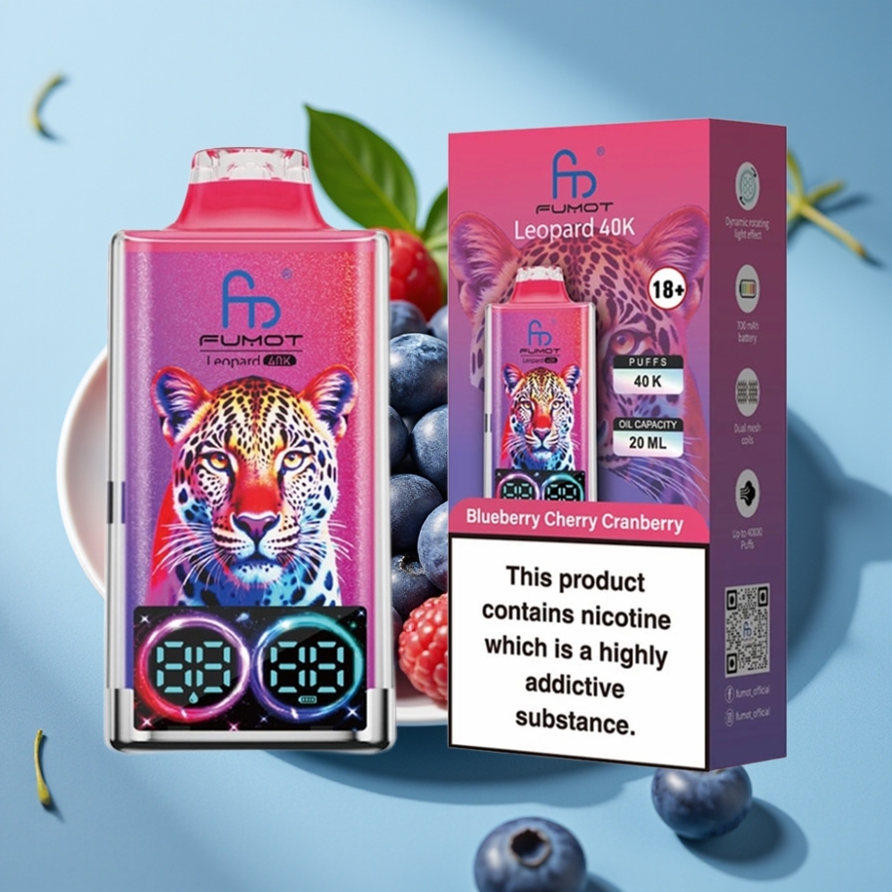 Fumot Leopard 40K Puffs Dual Mesh Type-C 5% Nikotyna Blueberry Cherry Cranberry