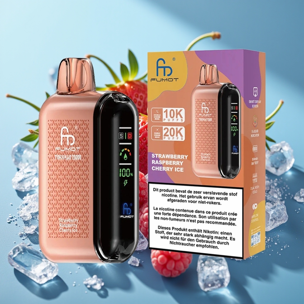 Fumot Tornado 20000 Puffs Dual Mesh 20ml 850mAh Strawberry Raspberry Cherry Ice