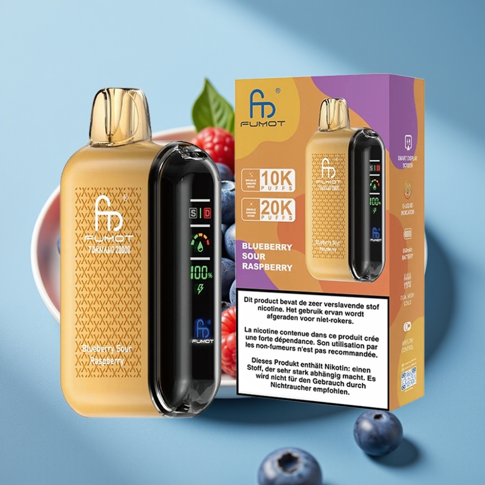 Fumot Tornado 20000 Puffs Dual Mesh 20ml Airflow 2% Blueberry Sour Raspberry