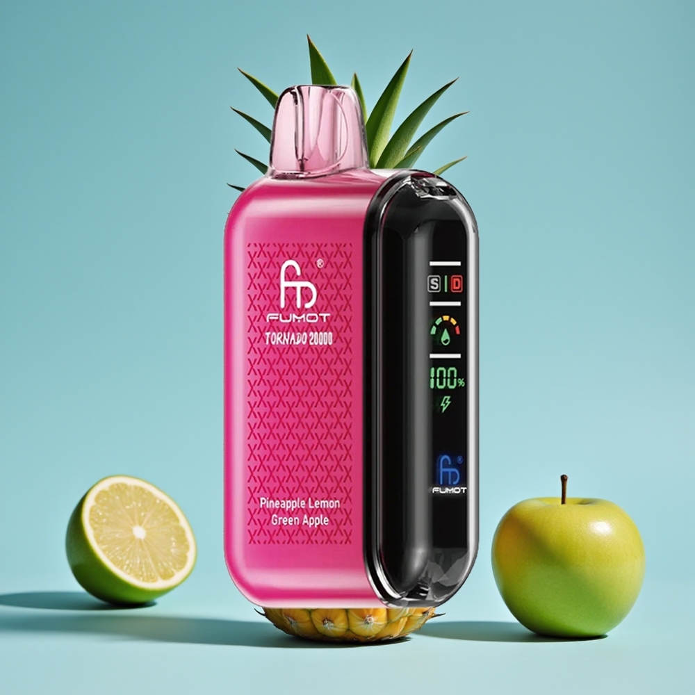 Fumot Tornado 20000 Puffs Dual Mesh 20ml Smart Display Ananas i cytryna, zielone jabłko