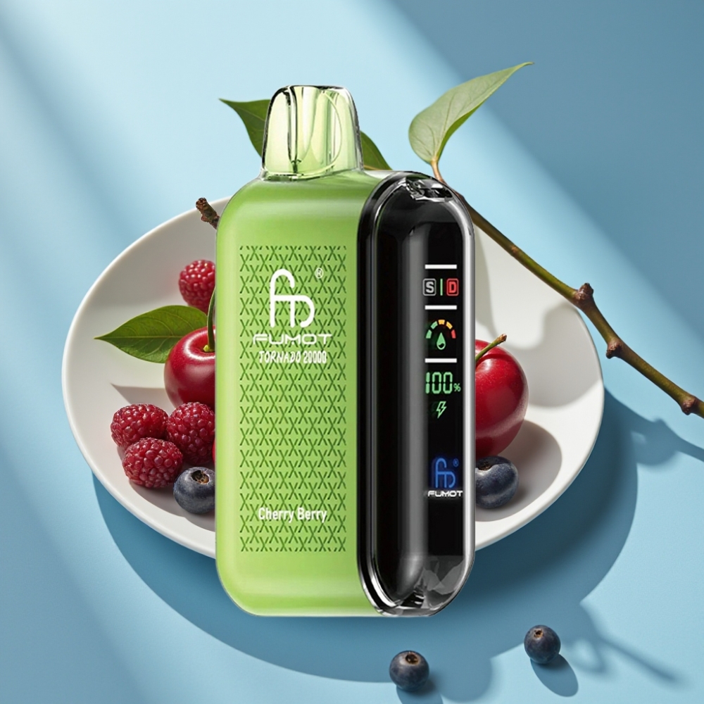 Fumot Tornado 20000 Puffs Dual Mesh 20ml Smart Display Cherry Berry