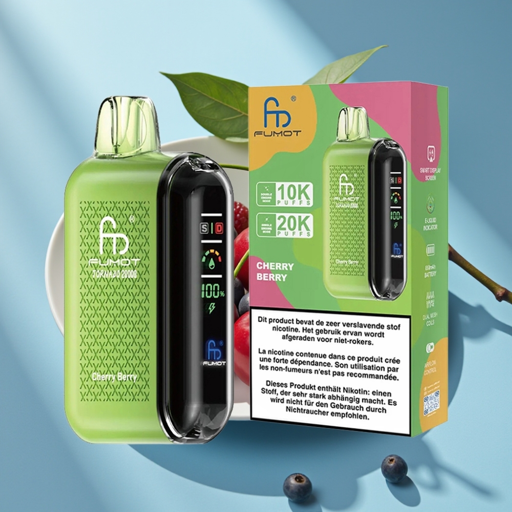 Fumot Tornado 20000 Puffs Dual Mesh 20ml Smart Display Cherry Berry
