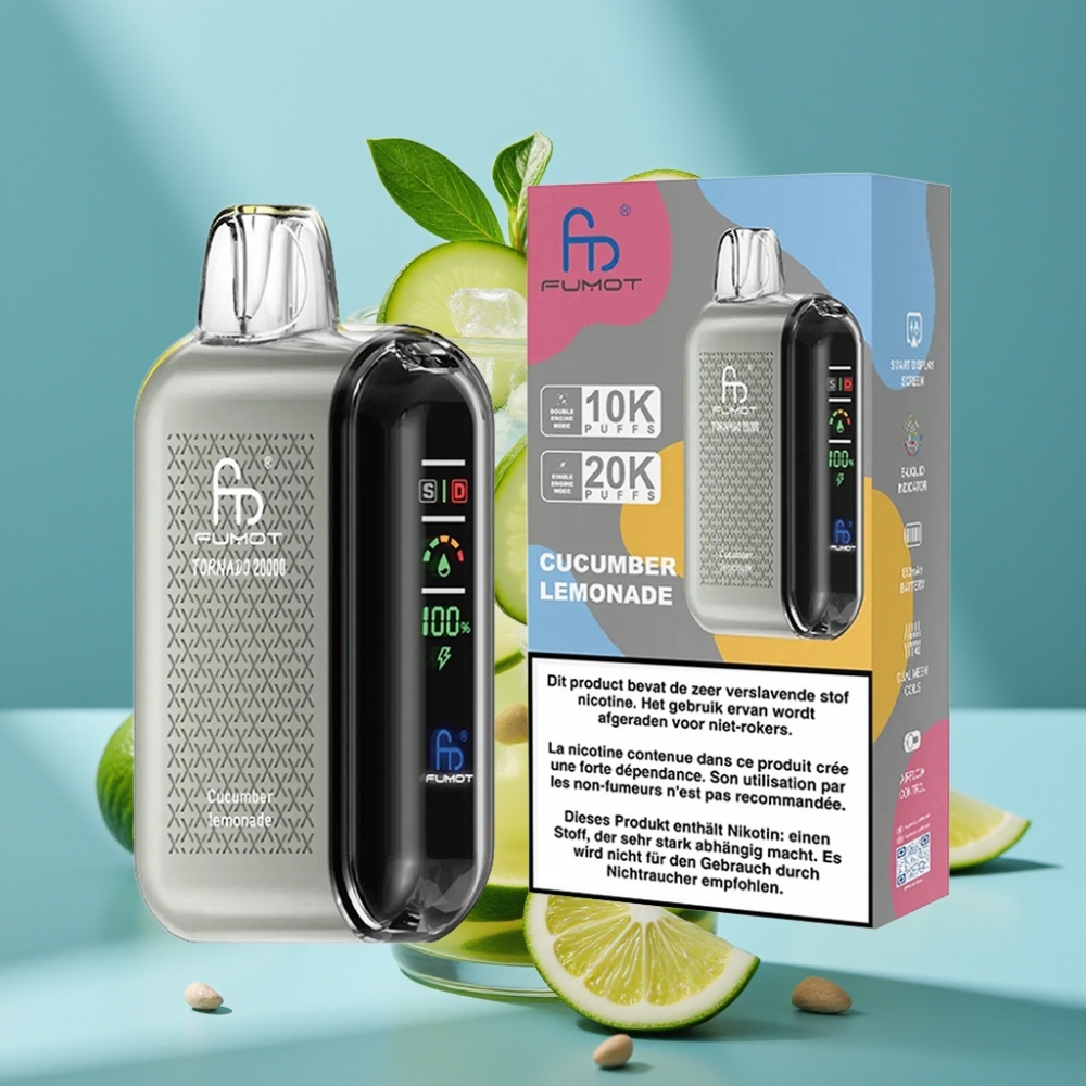 Fumot Tornado 20000 Puffs Dual Mesh 20ml Smart Display Lemoniada ogórkowa