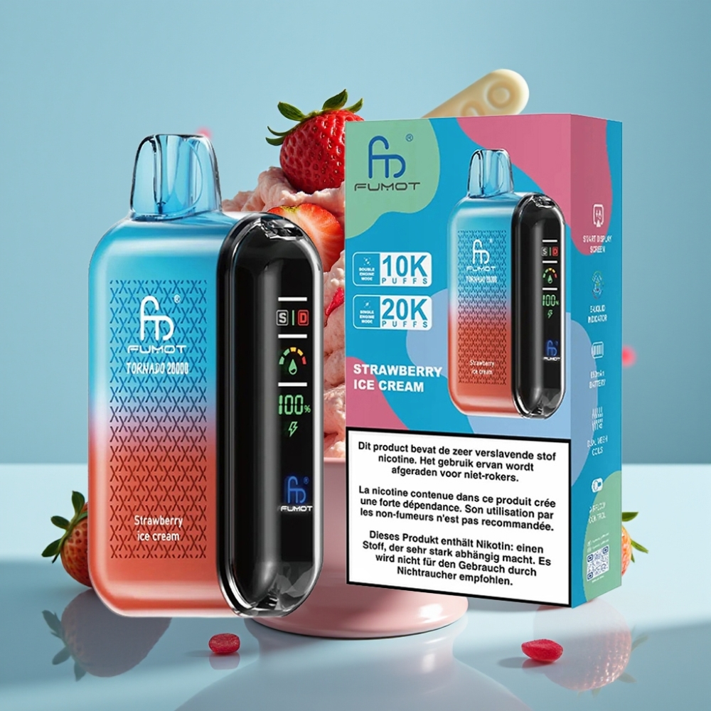 Fumot Tornado 20000 Puffs Dual Mesh 20ml Strawberry Ice Cream