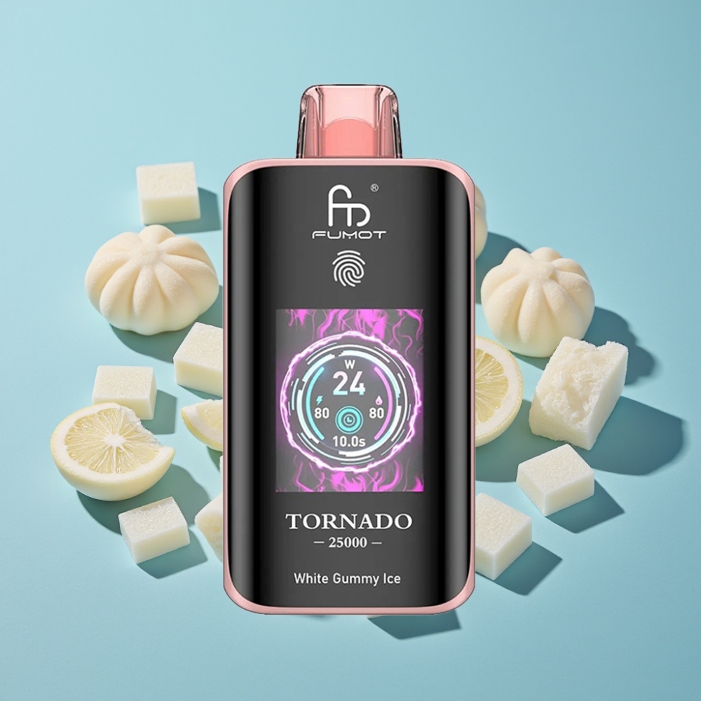 Fumot Tornado 25000 Puffs HD Screen 20ml White Gummy Ice