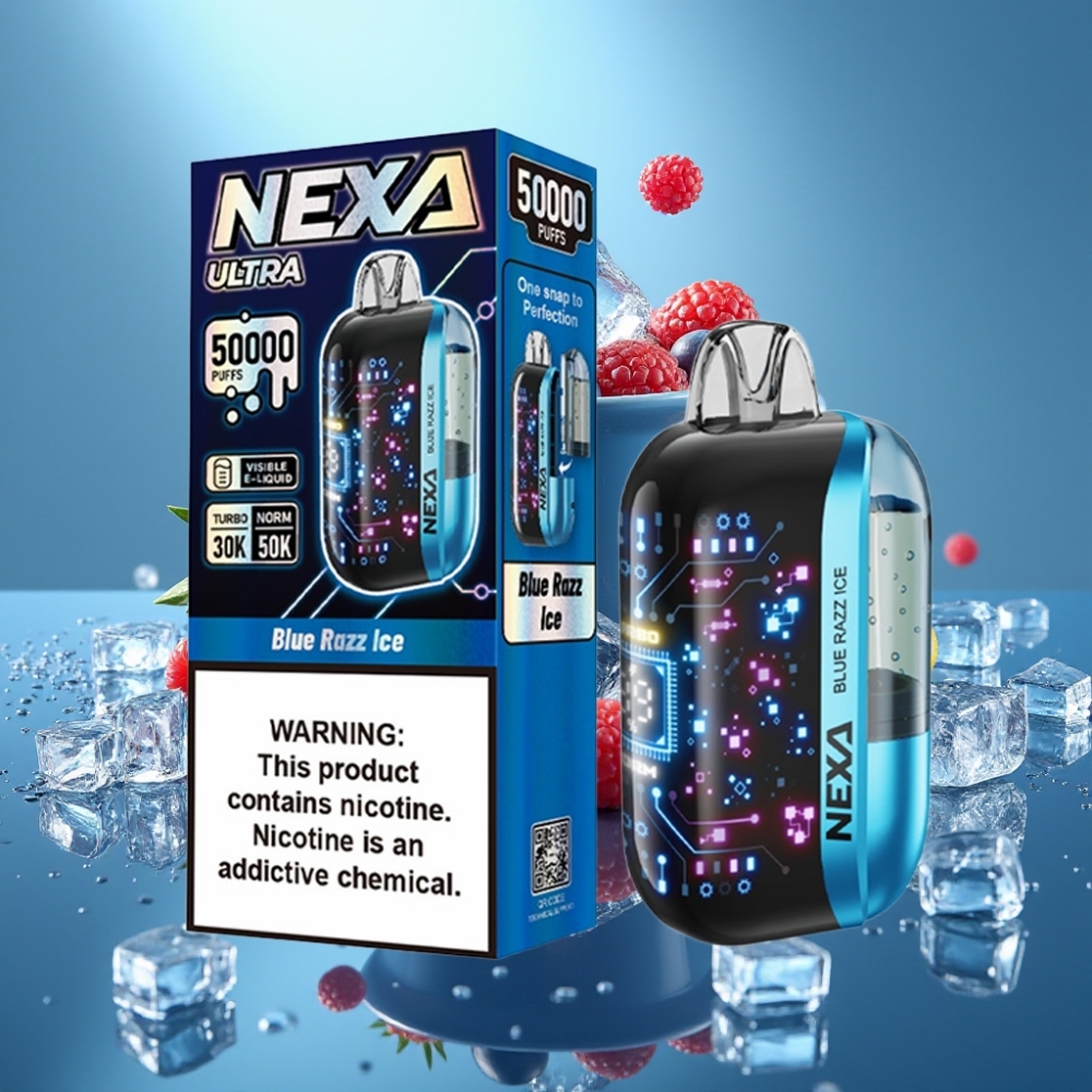 NEXA Ultra 50000 Puffs 20ml 5% Dual Mesh Ekran 3D Blue Razz z lodem