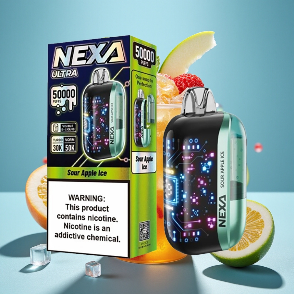 NEXA Ultra 50K 20ml 5% Dual Mesh Jednorazowy Vape Sour Apple Ice