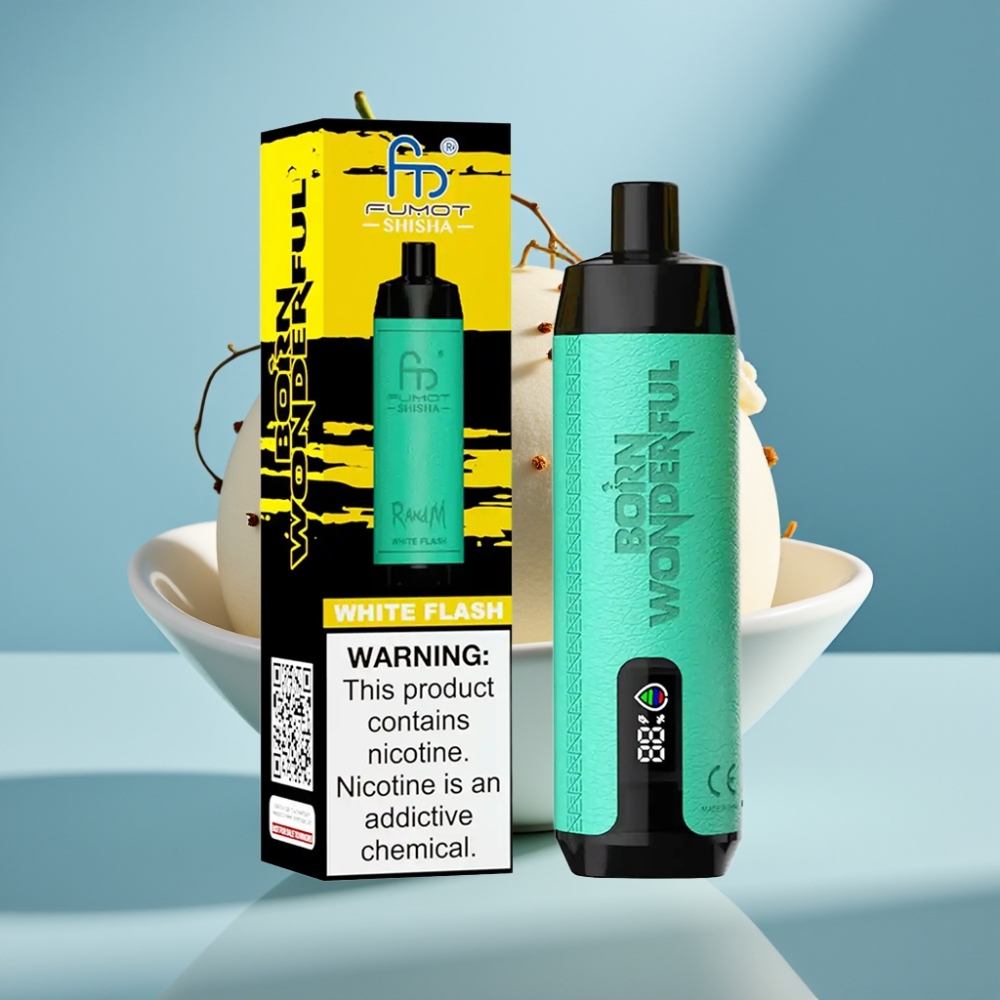 RandM Fumot Shisha 10000 Puffs LED Type-C 0,5% Nikotyna White Flash