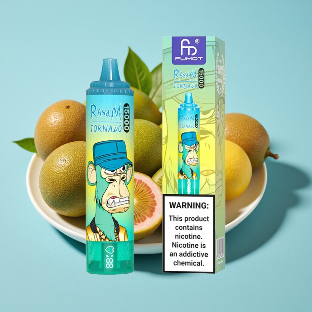 Fumot RandM Tornado 15000 Puffs 25ml Mesh 0.9 Ohm Typ-C Kiwi-marakuja z guawą