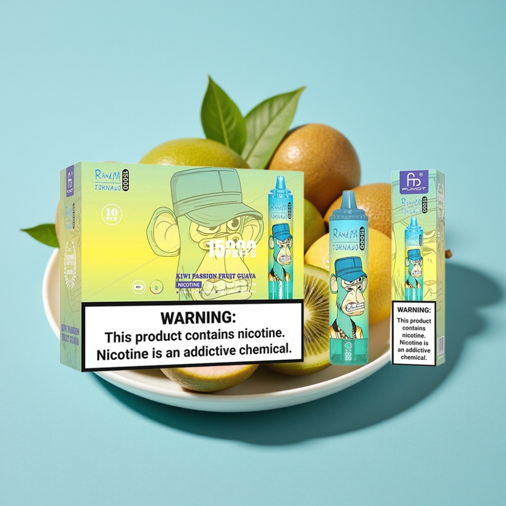Fumot RandM Tornado 15000 Puffs 25ml Mesh 0.9 Ohm Typ-C Kiwi-marakuja z guawą