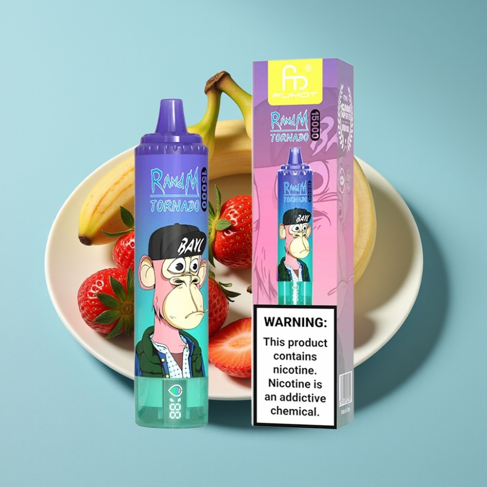 Fumot RandM Tornado 15000 Puffs 25ml Mesh 850mAh Truskawkowo-bananowy lód