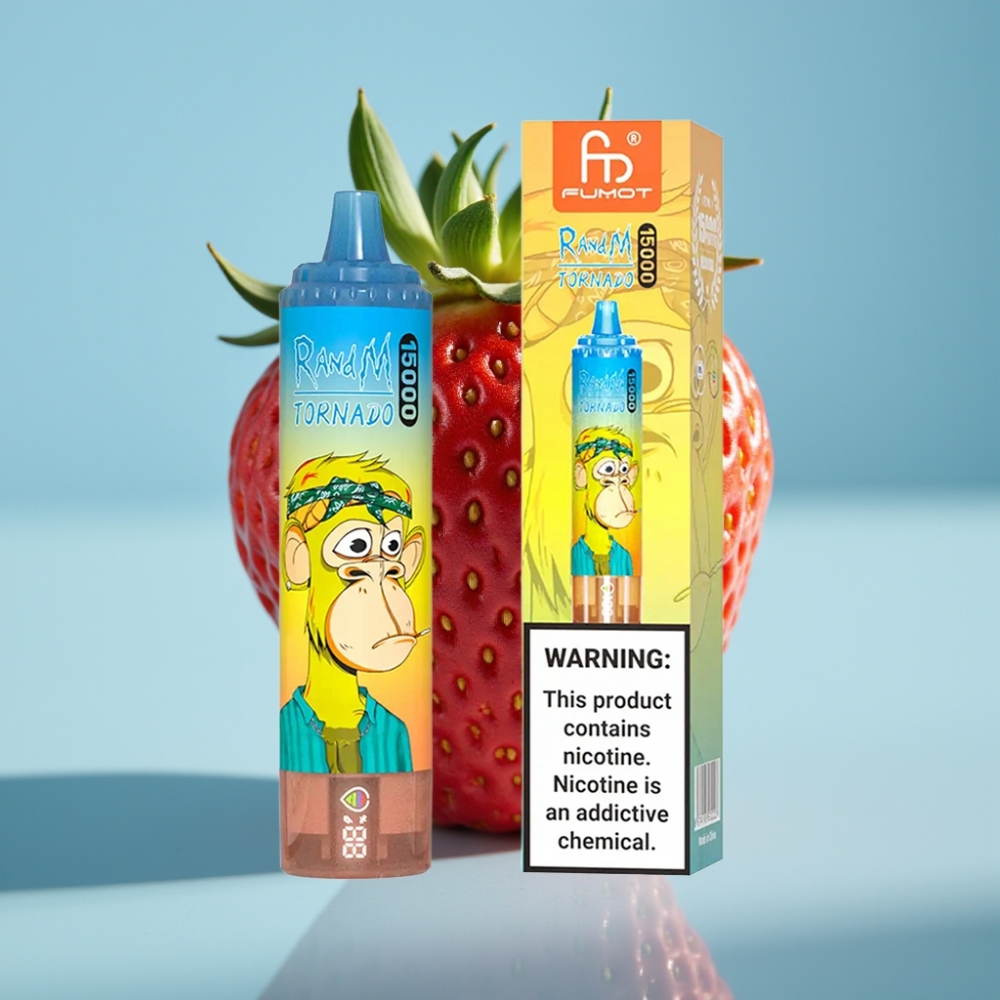 Fumot RandM Tornado 15000 Puffs 25ml Mesh LCD Typ-C Truskawka
