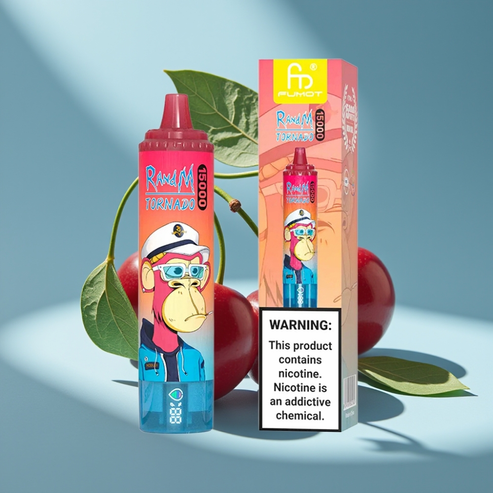 Fumot RandM Tornado 15000 Puffs 25ml Mesh LCD Typ-C Wiśnia