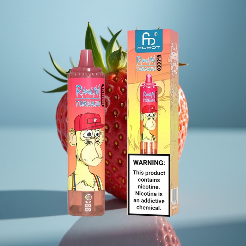 Fumot RandM Tornado 15000 Puffs 25ml Mesh LCD Type-C Truskawkowy Red Bull
