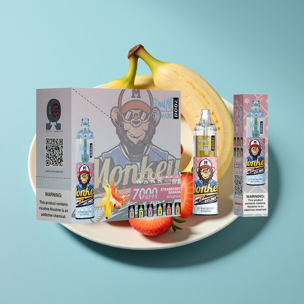 Fumot Tornado 7000 Puffs 14ML Mesh RGB Typ-C Banan Truskawka