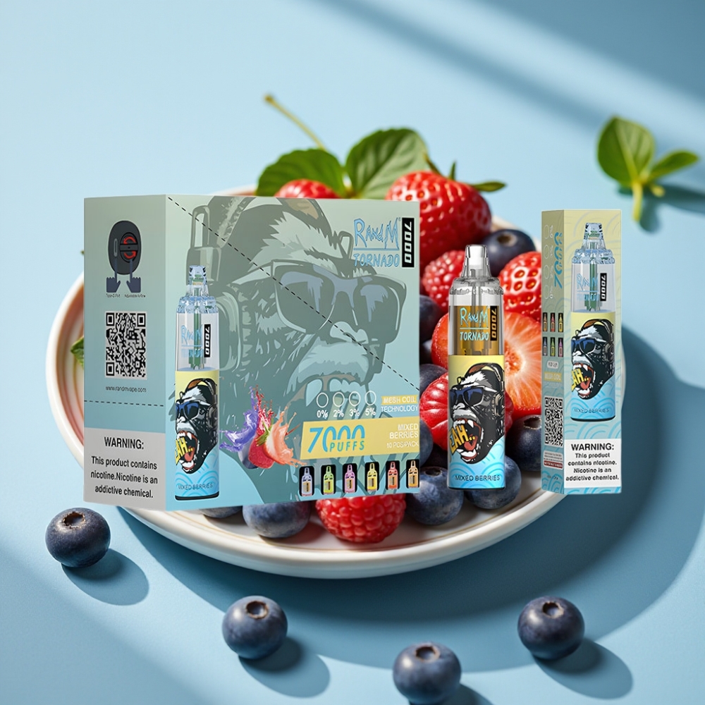Fumot Tornado 7000 Puffs 14ML Mesh RGB Typ-C Mieszane Jagody
