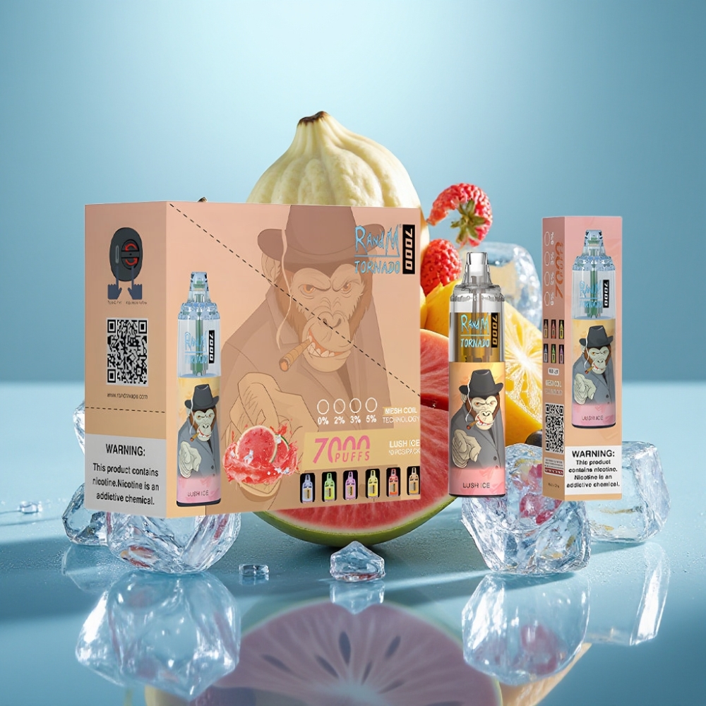 Fumot Tornado 7000 Puffs 14ML Mesh RGB Type-C Lód Lush