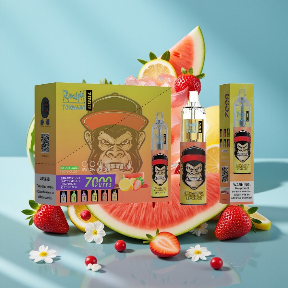 RandM Fumot Tornado 7000 Puffs 14ML Mesh RGB Strawberry Watermelon Lemonade