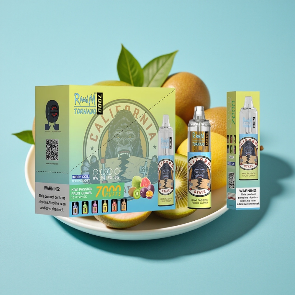 RandM Fumot Tornado 7000 Puffs 14ML Mesh RGB Type-C Kiwi Passion Fruit Guava