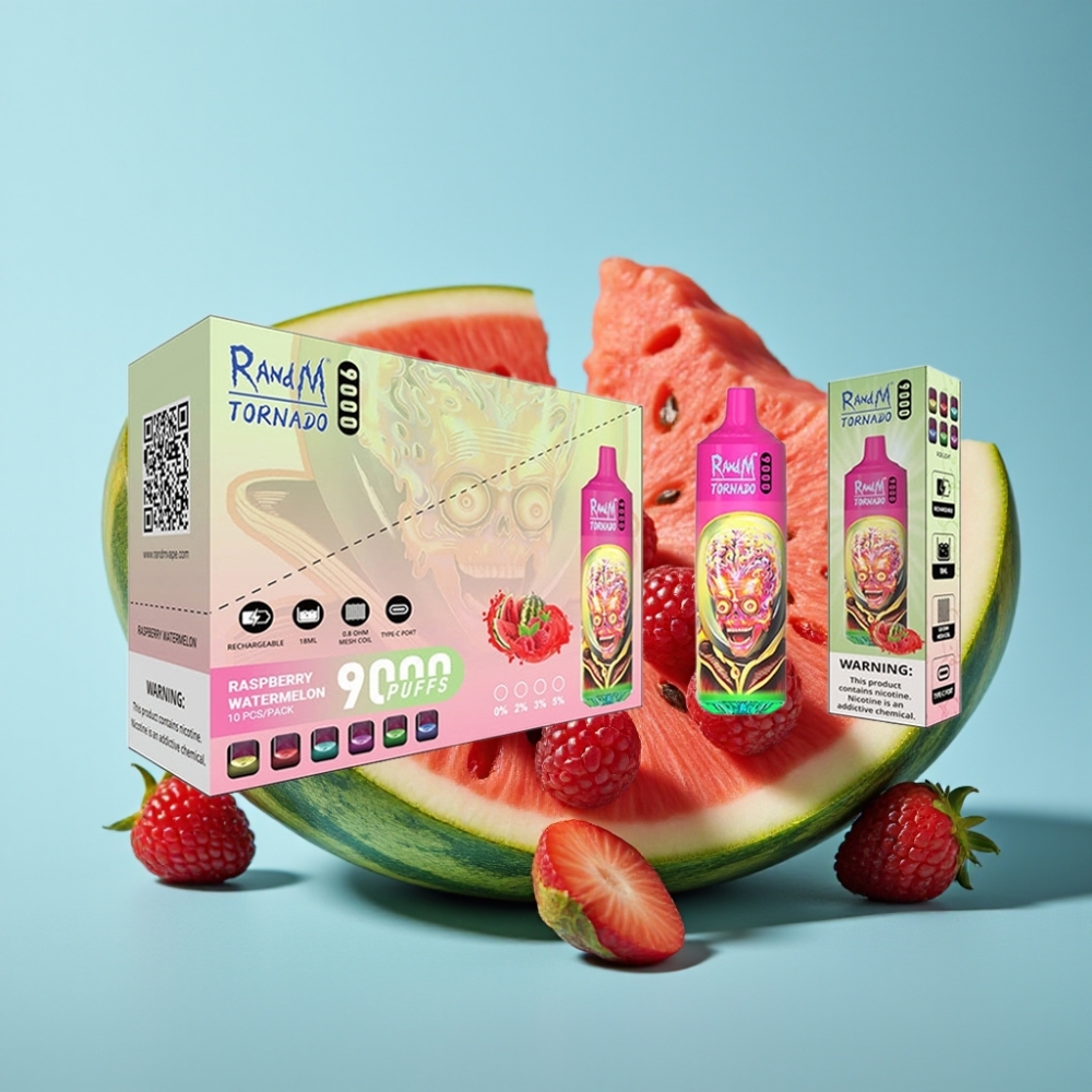 RandM Tornado 9000 Puffs 850 mAh 18 mL Malina Arbuz