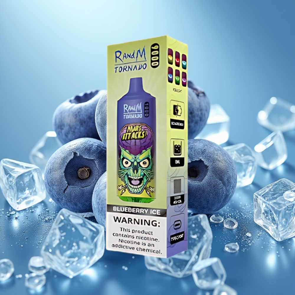 RandM Tornado 9000 Puffs 850 mAh 18 mL Mesh Coil Blueberry Ice