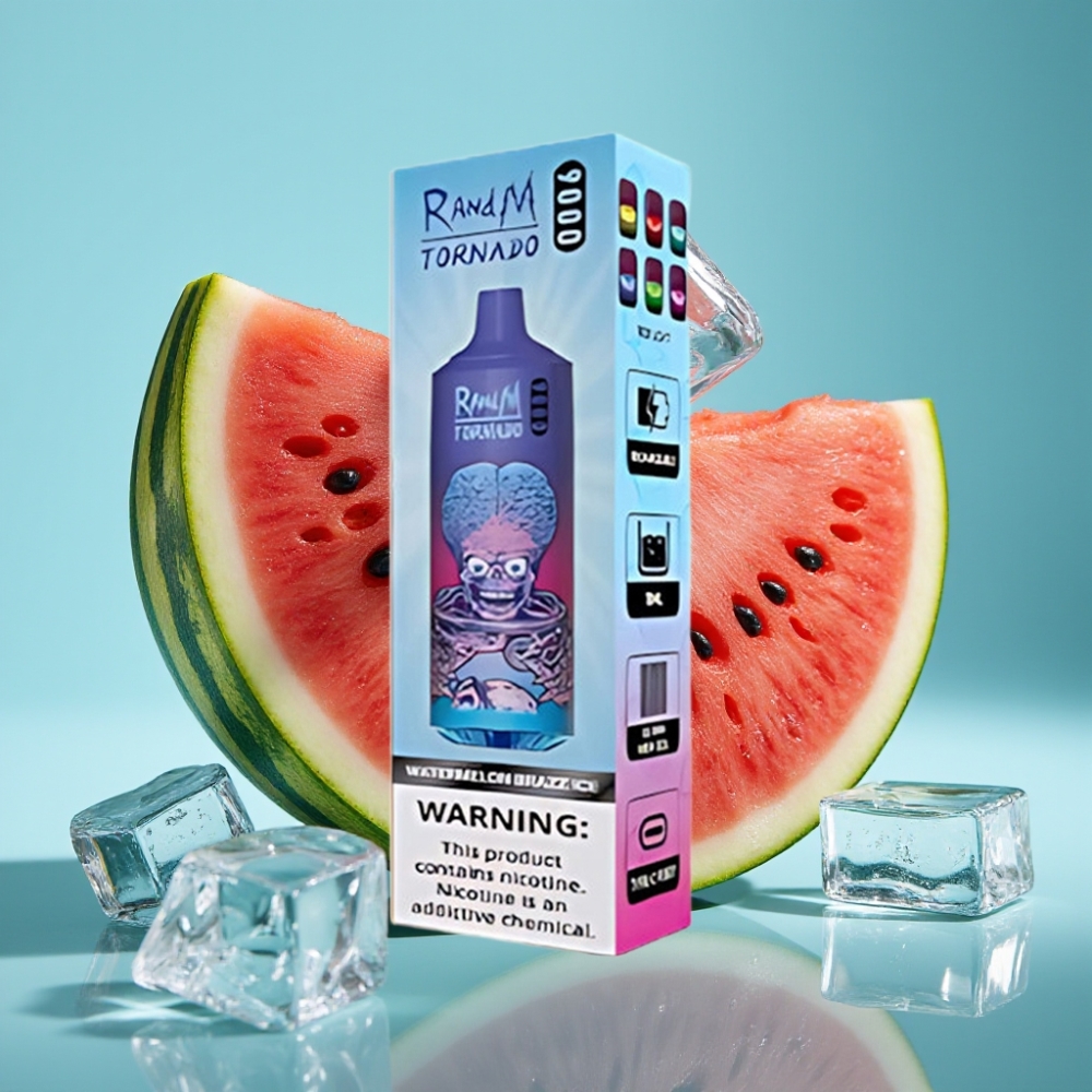 RandM Tornado 9000 Puffs 850 mAh 18 mL Mesh Coil Watermelon Brazz Ice