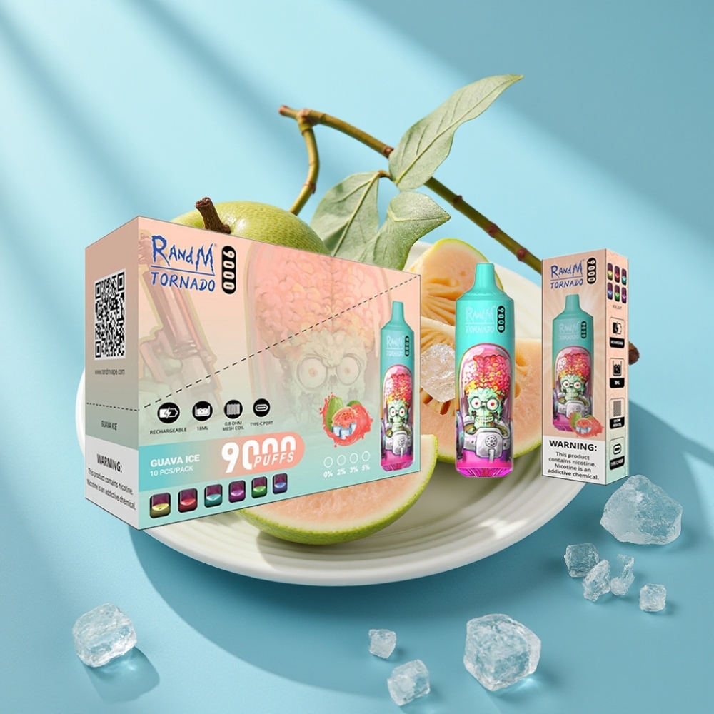 RandM Tornado 9000 Puffs 850 mAh 18 mL Mesh Guava Ice