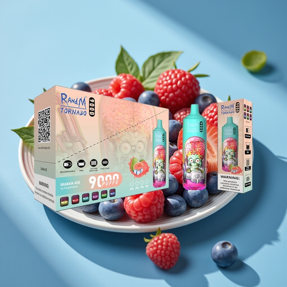 RandM Tornado 9000 Puffs 850 mAh Mesh 18 mL RGB Blue Sour Raspberry