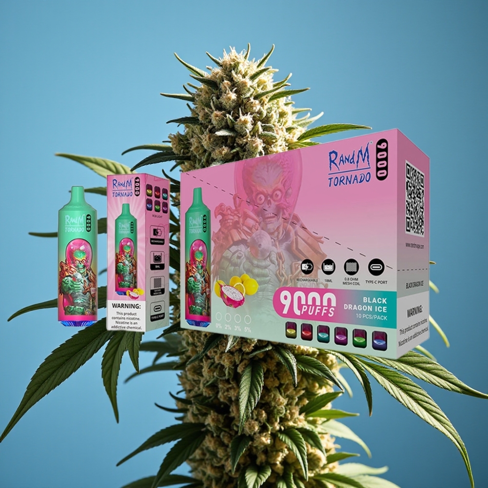 RandM Tornado 9000 Puffs, 850 mAh, Mesh Coil, Blue Razz Kush