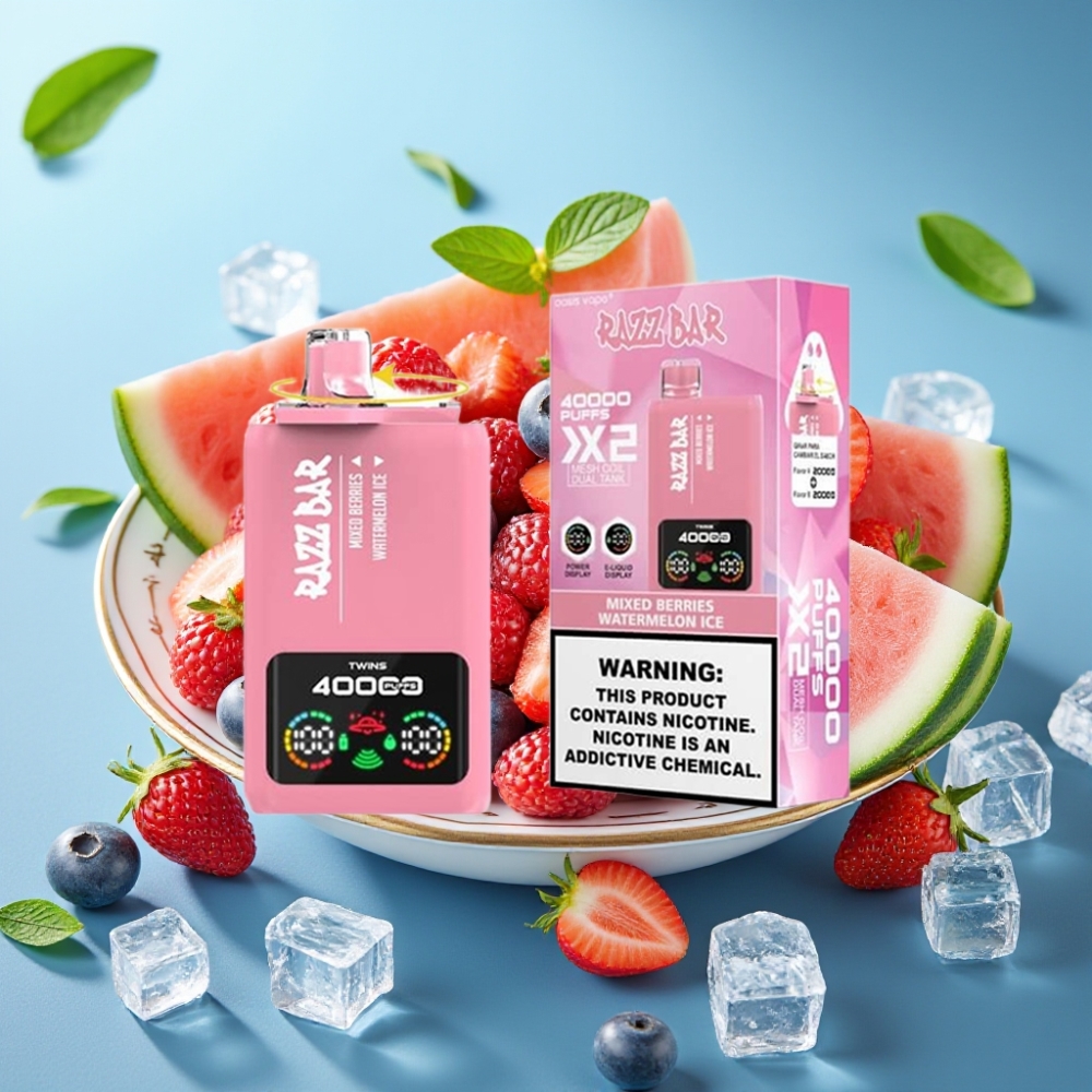 Razz Bar 40000 Puffs Moc Ekranu Mesh Coil MIXED BERRIES & WATERMELON ICE