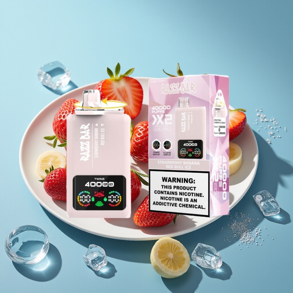 Razz Bar 40000 Puffs z Wyświetlaczem Mocy i Podwójną Cewką Mesh 1.0Ω