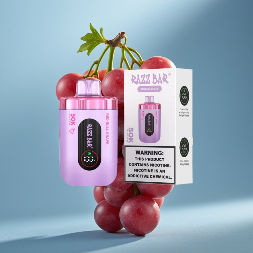 Razz Bar 50K Puffs 1.0 Ohm Mesh 650mAh Red Bull Grape