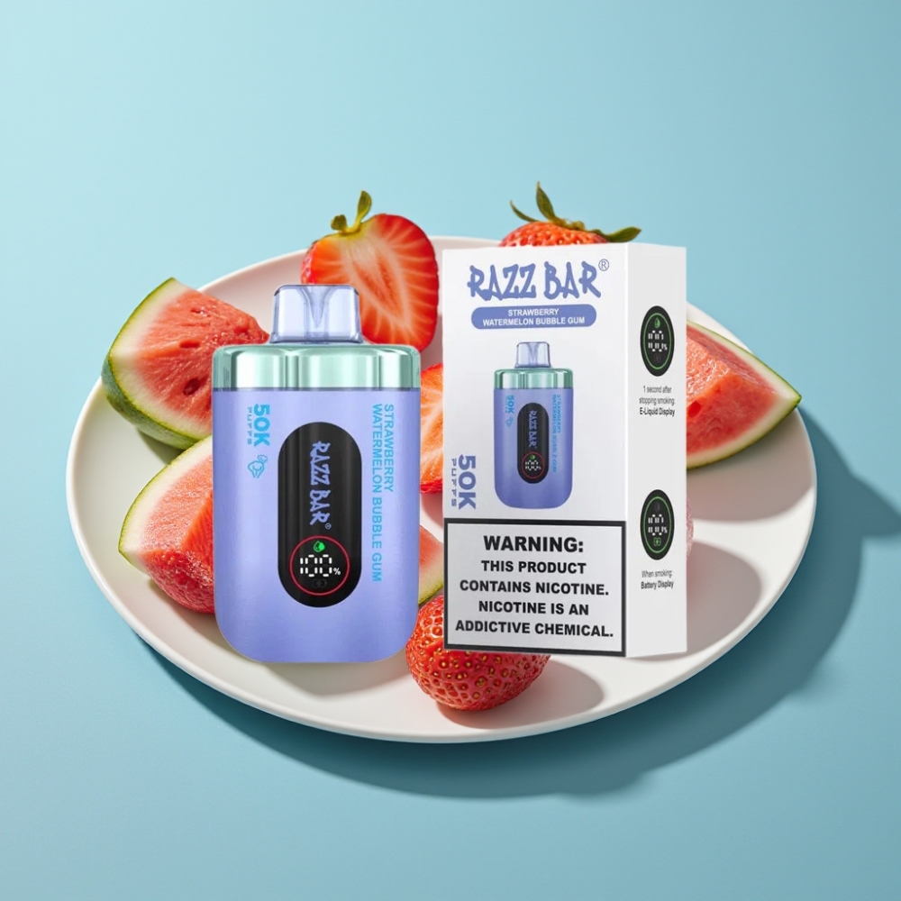 Razz Bar 50K Puffs 1.0 Ohm Mesh 650mAh Typ-C 2% Nikotyna Truskawka Arbuz Bubble Gum