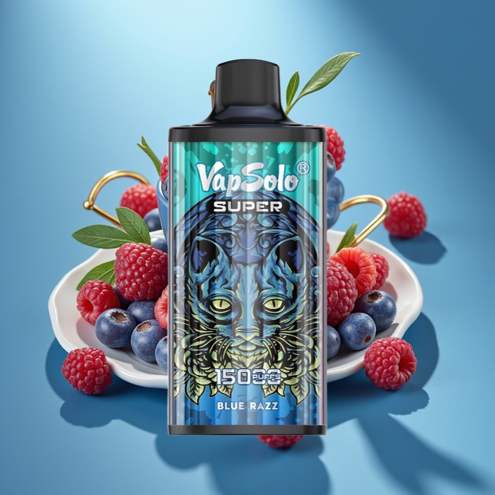 Vapsolo Super 15000 Puffs 40ml 850mah Type-C Blue Razz