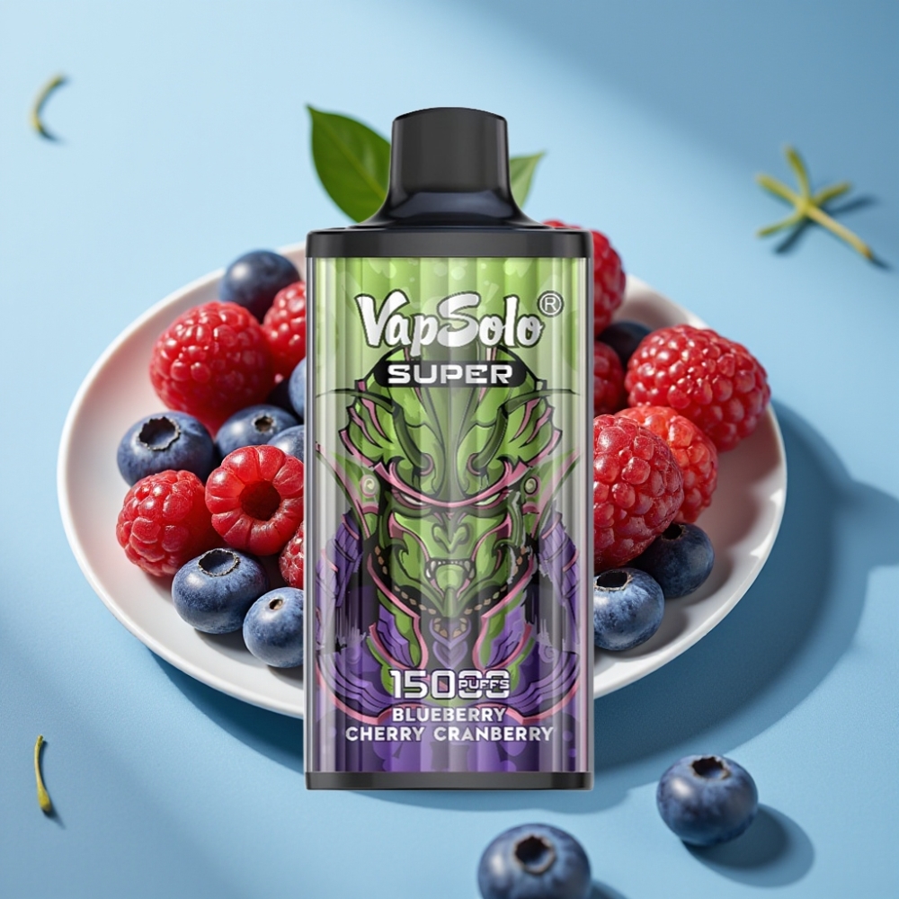 Vapsolo Super 15000 Puffs 40ml 850mah Type-C Blueberry Cherry Cranberry