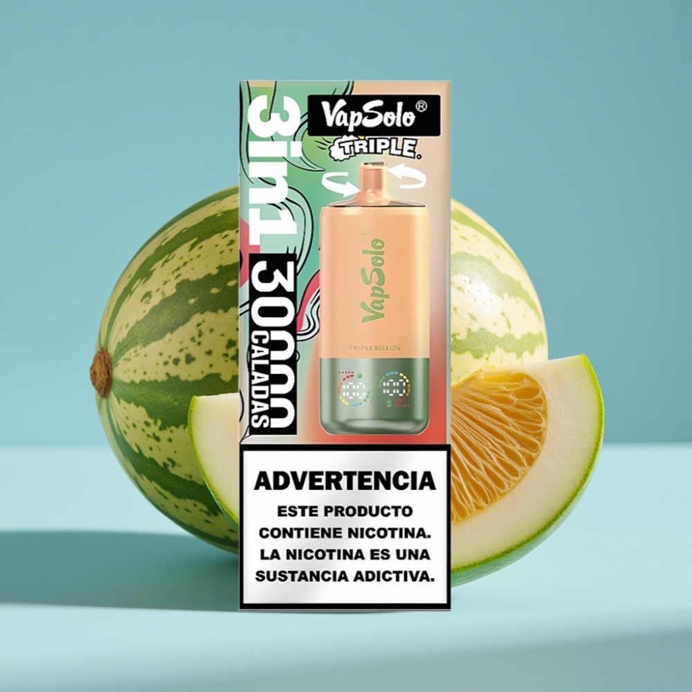 VapSolo Triple 30000 Puffs 40ml 3xZasobnik Typ-C Triple Melon