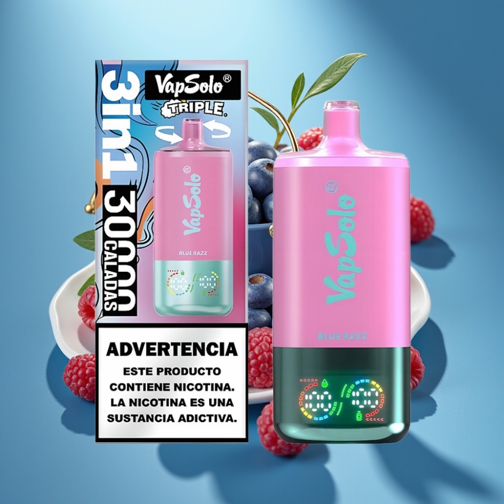 VapSolo Triple 30000 Puffs 40ml Typ-C Niebieska Malina