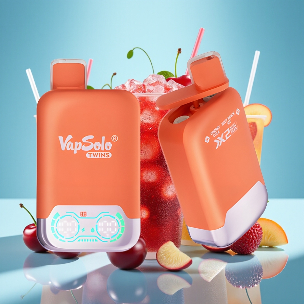 Vapsolo Twins 20000 Puffs 40ml 2xZbiornik Type-C Cherry Cola & Juicy Peach Ice