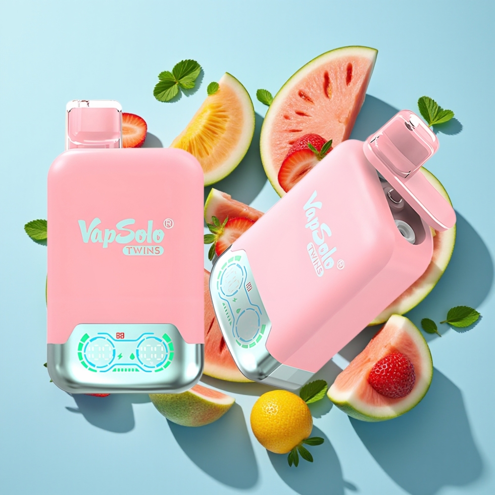 Vapsolo Twins 20000 Puffs 40ml 50mg Strawberry Ice & Mango Peach Watermelon