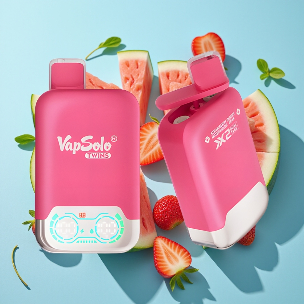 Vapsolo Twins 20000 Puffs 40ml 50mg Strawberry Watermelon & Gummy Bear