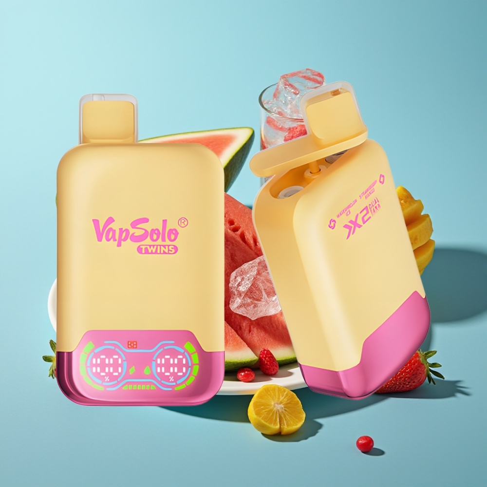 Vapsolo Twins 20000 Puffs 40ml Dual Tank Watermelon Ice & Strawberry Mango